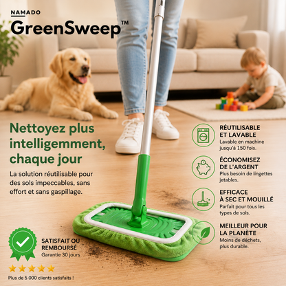Namado GreenSweep™ - Chiffon réutilisable pour Swiffer (avec microfibres longues)