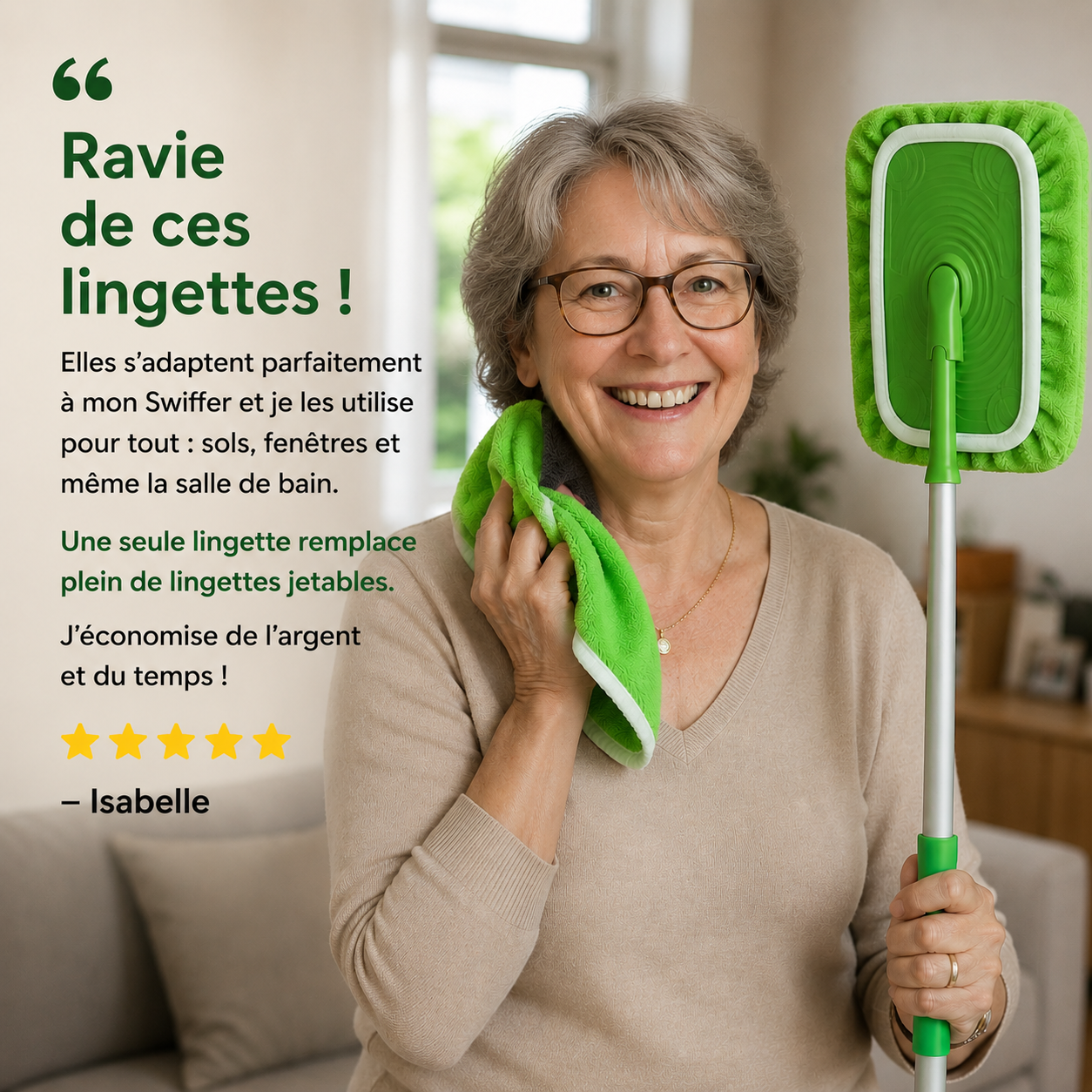 Namado GreenSweep™ - Chiffon réutilisable pour Swiffer (avec microfibres longues)